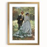 Extra large abstract print of Claude Monet's water lilies in a gold frame, featuring textured brush strokes.