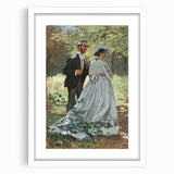 Abstract art print featuring a Claude Monet-inspired water lily design in pastel shades, framed in white.