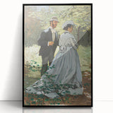 Large abstract wall art by Claude Monet in black frame.