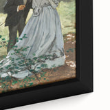 Extra large framed canvas featuring a close-up of a Claude Monet-inspired textured painting with vibrant.