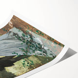 Extra large wall art featuring line art flowers in soft pastel colors on a rolled canvas.