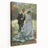 Side view of a Claude Monet impressionist stretched canvas, featuring soft, natural tones, ideal for kitchen wall art.