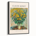 Black and white wall art featuring a vintage poster of a Claude Monet landscape painting, ideal for bedroom decor.