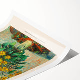 Extra large wall art featuring a line art depiction of flowers in muted tones on rolled print.