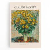 Black and white print of Claude Monet's impressionistic painting on stretched canvas, ideal for kitchen art.