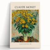 Black and white print of Claude Monet's artwork on stretched canvas, ideal for kitchen wall art or bedroom decor.