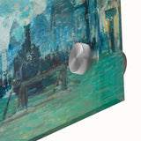 Large abstract wall art by Claude Monet in acrylic, featuring soft pastel shades, ideal for dining room ambiance.