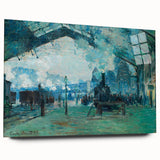 Acrylic print of a large abstract art piece with swirling blue and green hues, ideal for bedroom or dining room decor.