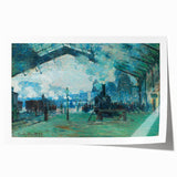 Rolled print of a Claude Monet painting featuring a floral garden in vibrant greens and pinks.
