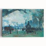 Large black and white stretched canvas of Claude Monet's impressionistic art, ideal for kitchen wall art.