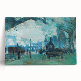 Large black and white print of Claude Monet's painting on stretched canvas, ideal for kitchen wall art or bedroom ambiance.