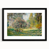 Extra large, textured abstract art print of colorful, impressionistic brush strokes on black framed canvas.