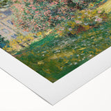 Art deco poster of Claude Monet's painting on rolled canvas, featuring soft pastel shades, ideal for dining room wall art.