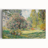 Black and white print of Claude Monet painting on stretched canvas, ideal for kitchen wall art.