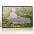 Large abstract wall art featuring a Claude Monet-inspired design in pastel shades on a black framed acrylic.