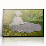 Large abstract wall art featuring a Claude Monet-inspired design in pastel shades on a black framed acrylic.