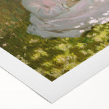 Art deco poster featuring Claude Monet's impressionist style on a rolled canvas.