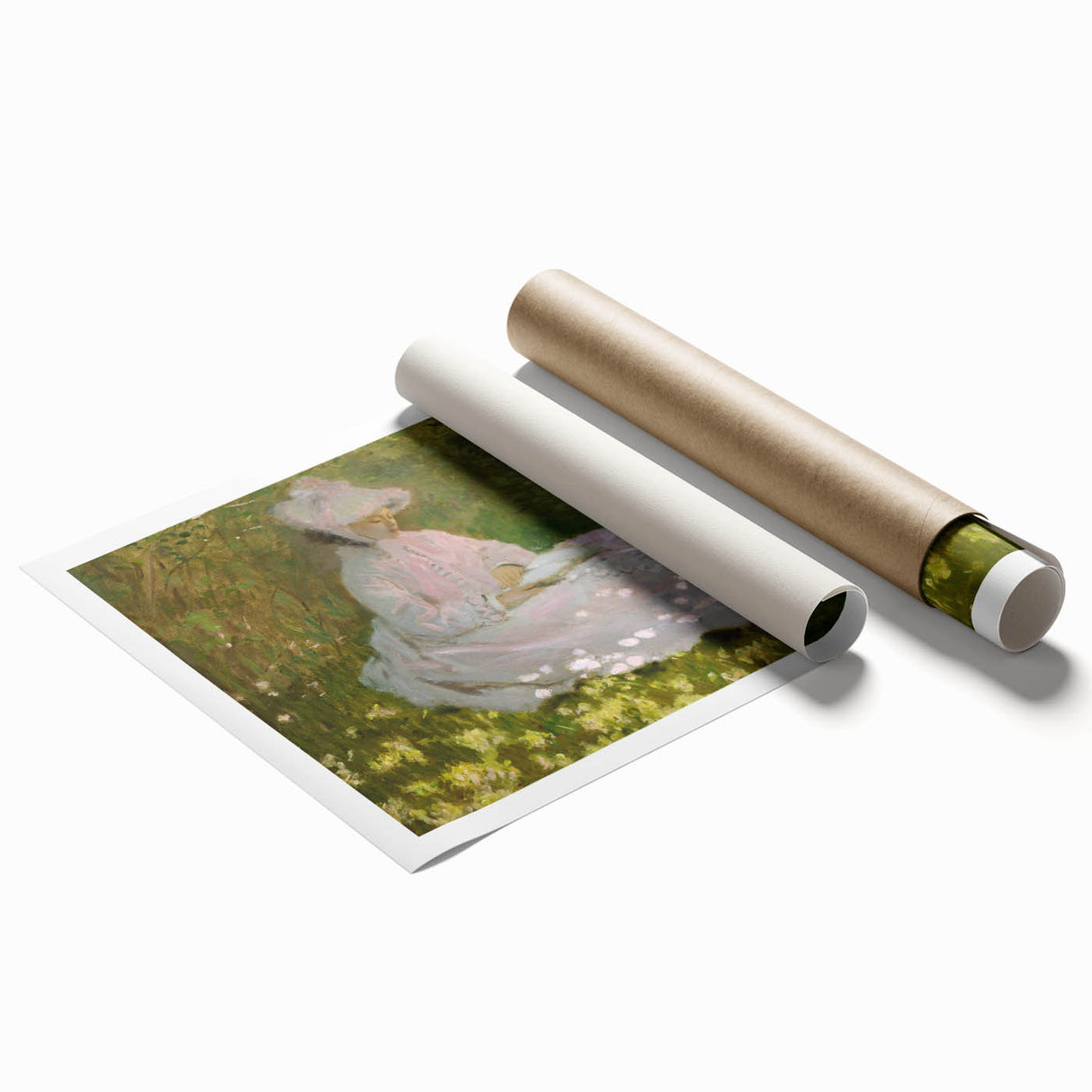 Extra large rolled print of Claude Monet's floral art in soft pastel shades.