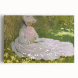 Large black and white print of Claude Monet’s impressionist painting on stretched canvas, ideal for kitchen art.