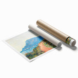 Extra large rolled print of Claude Monet's floral art in soft pastel hues, ideal for classy bathroom wall art.