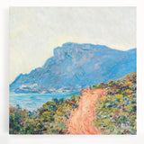 Black and white print of Claude Monet's painting on stretched canvas, ideal for kitchen art.