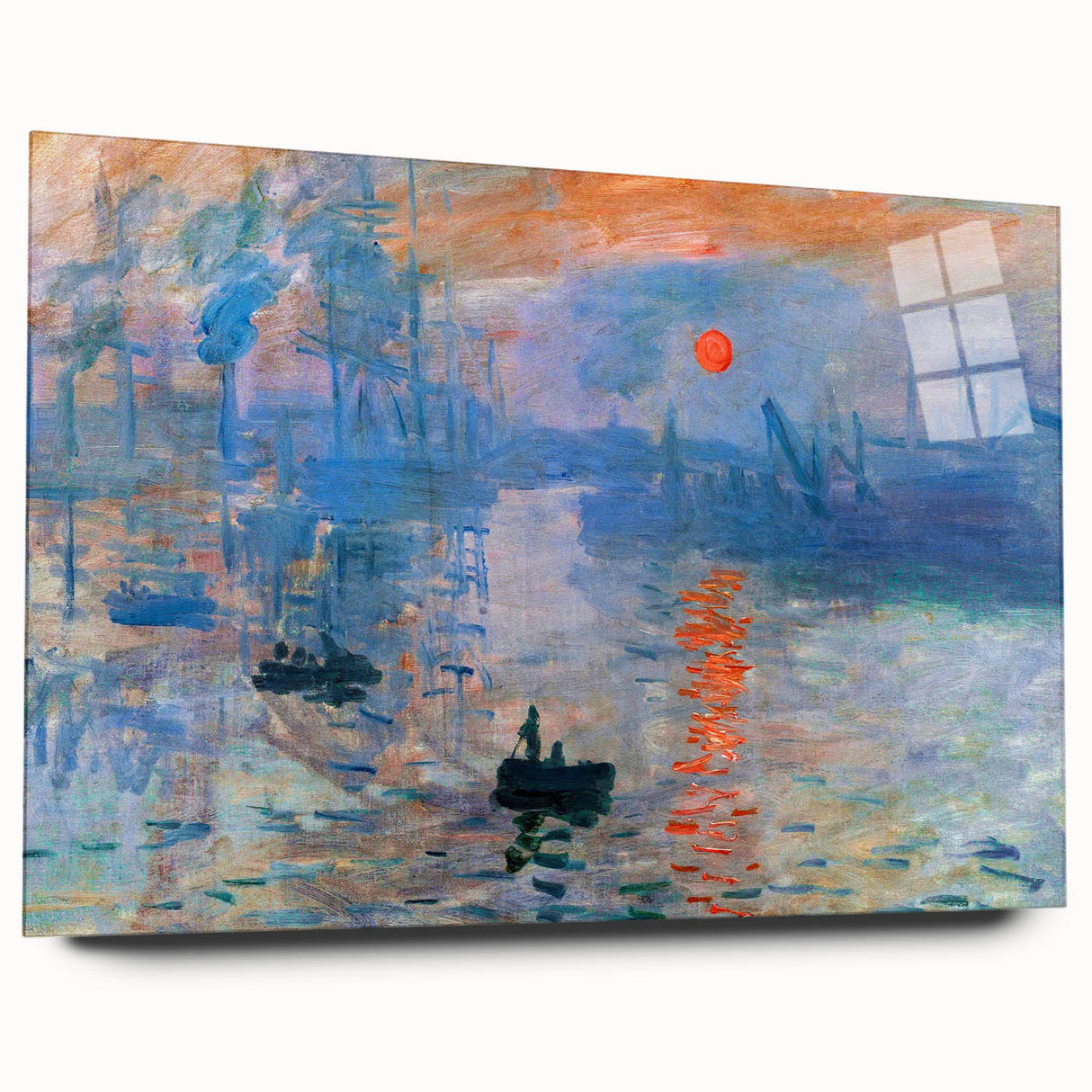 Acrylic print of a Monet-inspired large abstract artwork in pastel shades, ideal for bedroom or dining room art.