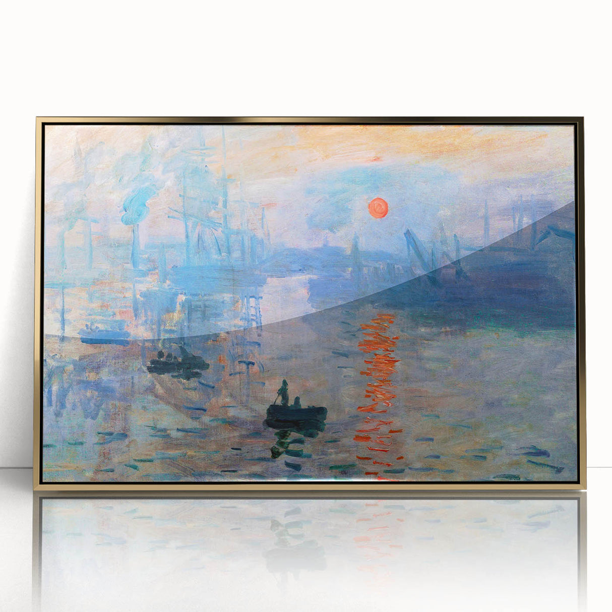 Framed acrylic print of a Claude Monet painting, featuring soft pastel shades, ideal for nursery wall art or modern decor.
