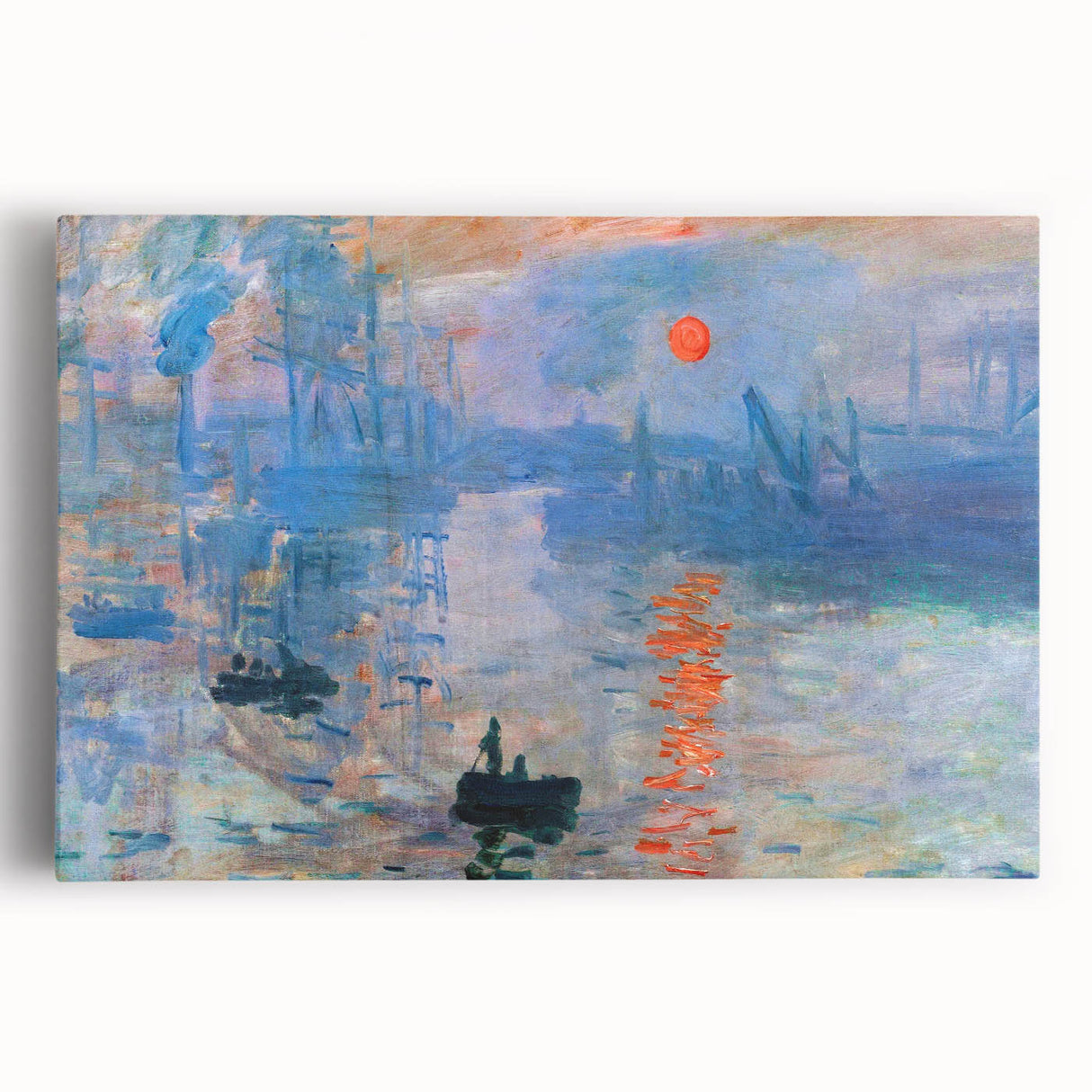 Black and white print of Claude Monet’s artwork on stretched canvas, ideal for kitchen wall art.