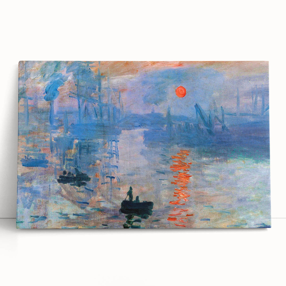 Black and white print of Claude Monet's painting on large stretched canvas, ideal for kitchen wall art or bedroom ambiance.