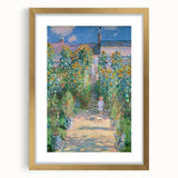 Extra large abstract art print of a Claude Monet-inspired scene in gold frame.