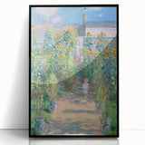 Large abstract wall art by Claude Monet featuring a mid-century modernist style, in a black framed acrylic.