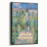 Black and white framed canvas of a Claude Monet landscape painting, ideal for bedroom wall decor.