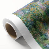 Claude Monet impressionist painting on rolled canvas featuring soft pastel hues, ideal for nursery wall art.