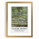 Extra large abstract art print of a Claude Monet-inspired scene with textured brush strokes in gold frame.