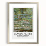 Textured art print of an abstract Claude Monet-inspired scene in soft blue and green hues, framed in silver.