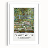 Abstract art print of a Claude Monet-inspired scene in soft blues and greens, framed with a white mat.