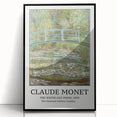 Framed acrylic print of a large abstract wall art by Claude Monet, featuring muted blues and greens.