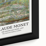 Framed canvas featuring a close-up of a Claude Monet-inspired black wall art with textured, colorful brush strokes.