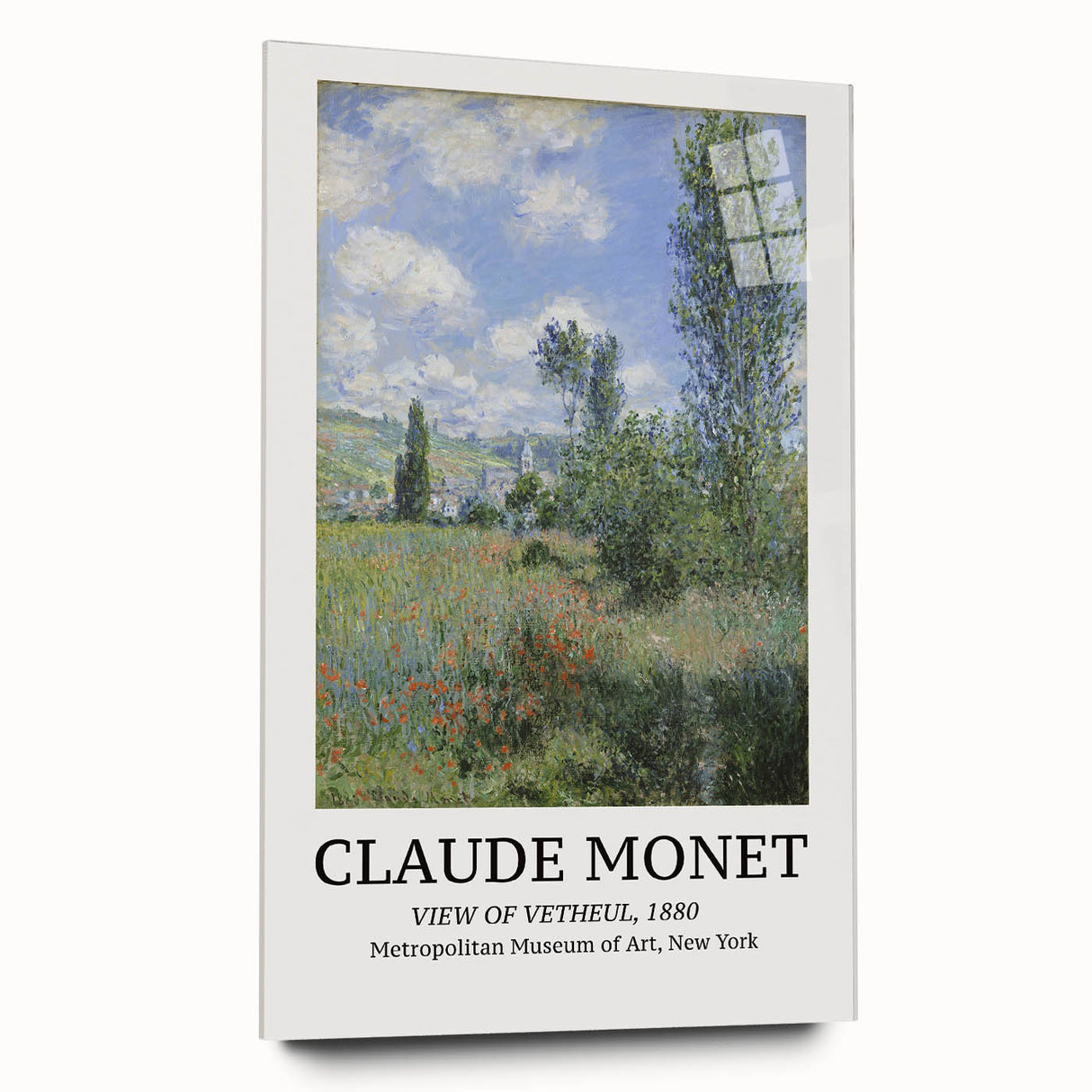 Acrylic print of a Monet-inspired large abstract wall art in soft pastel colors, ideal for bedroom or dining room decor.