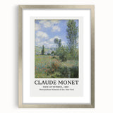 Textured abstract art print of a Claude Monet-inspired landscape, in pastel hues on a silver-framed canvas.