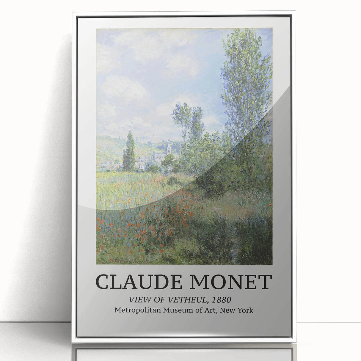 Framed acrylic print of a Claude Monet painting, featuring soft pastel colors, ideal for nursery wall art.