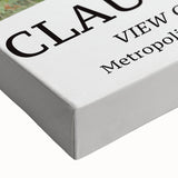 Large art of a black and white landscape painting on stretched canvas, featuring a tranquil river scene.