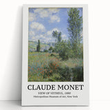 Black and white print of Claude Monet's painting on stretched canvas, ideal for kitchen wall art or bedroom ambiance.