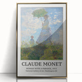 Large art print of a Claude Monet painting in a gold frame, featuring soft pastel shades, ideal for nursery wall art.