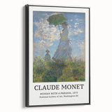 Black and white framed canvas featuring a vintage-style Claude Monet landscape, ideal for bedroom ambiance.