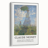 Vintage poster art of Claude Monet's paintings on extra large framed canvas, featuring colorful art on black background.