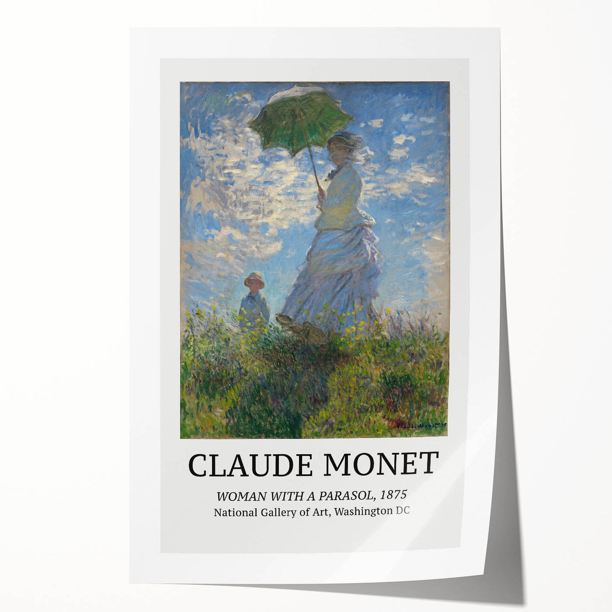 Rolled print of a Claude Monet floral painting with soft pastel shades.
