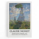 Black and white print of Claude Monet's painting on stretched canvas, ideal for kitchen wall art.