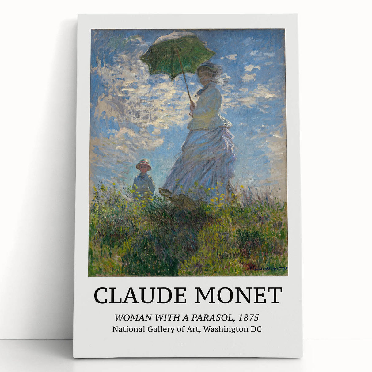 Black and white stretched canvas of Claude Monet's impressionist artwork, ideal for kitchen wall art.