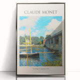 Mid-century modernist art by Claude Monet, featuring soft pastel shades, framed in silver acrylic.